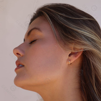 Anting Wanita Model Lingkaran Minimalis Gemnel Perak Sterling 925 Berlapis Emas 18k dengan Zirkon Opal Tunggal