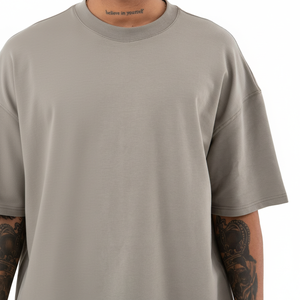 Camiseta básica con hombros caídos para hombre, ropa de calle informal de algodón 100% de alta calidad de color personalizado curvo de gran tamaño 2026 - Product Image 1