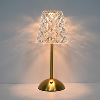Lampe de chevet de bureau portable à LED 3 couleurs, rechargeable, sans fil, en acrylique cristal, à commande tactile, pour restaurant, hôtel, mariage, événementiel, location