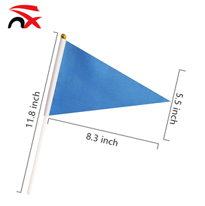 Высокое качество, оптовая продажа, быстрая доставка, треугольник, мини-полиэстер, синий ручной волнистый флаг для товаров - Product Image 2