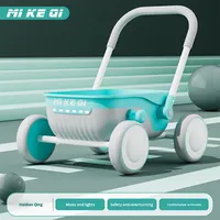 Poussette en plastique multifonctionnelle pour les tout-petits de 1 à 2 ans Aide à la marche pliable Capacité de charge de 20kg Cadeau Push Toy Car