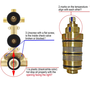 <span class=keywords><strong>Cartouche</strong></span> de valve à 3 poignées de rechange <span class=keywords><strong>thermostatique</strong></span> bain douche en laiton design moderne pour usage hôtelier - Product Image 3