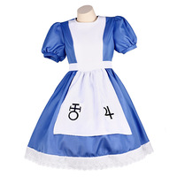 Disfraz de Cosplay de Alice Maid, Vestido Azul y Blanco con Manchas de Sangre, Tela de Poliéster, Verano 2025, para Halloween, Juegos, Anime, Juego de Rol