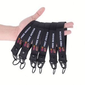 Custom Fabric Keychain 3D Silk Screen Printing Logo Nylon Webbing Short <b>Lanyard</b> with Carabiners - Product Image 2