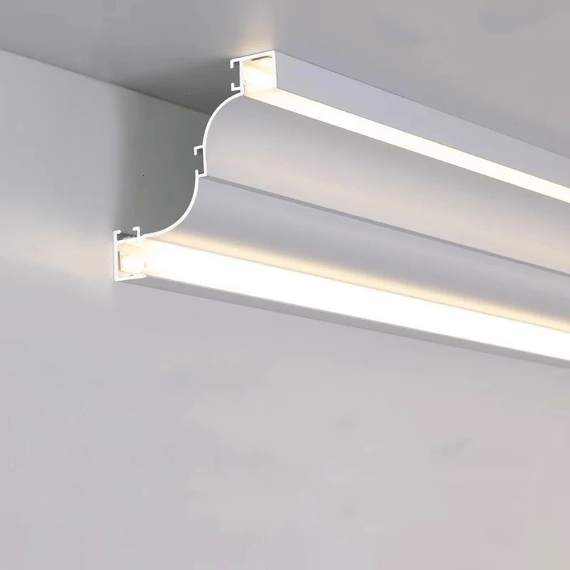 Ceiling LED Aluminum Profile Surface Mounted PC Diffuser Channel Bar Strip Lights Top Corner Luminous Gypsum Line Lamp