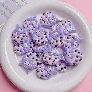 Galletas acrílicas galvanizadas UV de dibujos animados, cuentas con agujeros rectos, 30mm, multicolor, Diy, materiales hechos a mano, cadena para teléfono móvil - Product Image 2