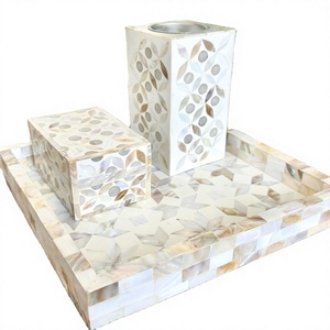 Premium Handmade Eid & Ramadan Gift Collection Home Fragrance Noor Al Layali Wooden Bakhoor Burner Set with Exquisite <b>MOP</b> Inlay - Product Image 1