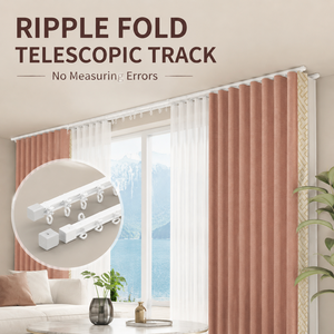 <span class=keywords><strong>Riel</strong></span> de Cortina Telescópico Ajustable sin Necesidad de Cortes, <span class=keywords><strong>Riel</strong></span> de Aluminio Moderno con Pliegues Ondulados en Forma de S <span class=keywords><strong>para</strong></span> Hogar Inteligente - Product Image 2