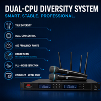 Sistem Mikrofon Nirkabel UHF Dual-CPU JSL
