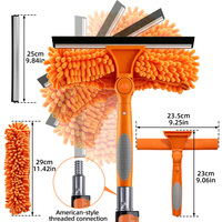 Nettoyeur de vitres télescopique en aluminium avec lame de raclette à verrouillage rapide pour le nettoyage des vitres de balcon, tampon en chenille anti-rayures, kit de vente au détail OEM ODM