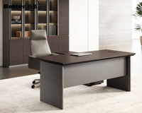 Bureau de direction en bois durable, résistant à l'eau, finition anti-rayures, montage facile, tiroirs de rangement - Bureau commercial moderne