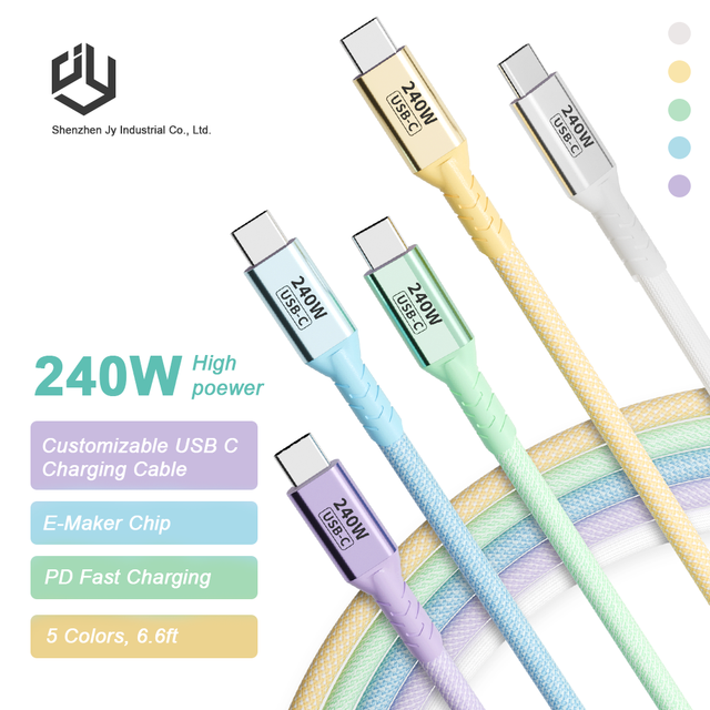 240W USB C Fast Charging Cable 6.6FT PD 3.1 E-Marker Braided Type C Compatible iPhone 15 for Samsung MacBook Pro IPad Printer