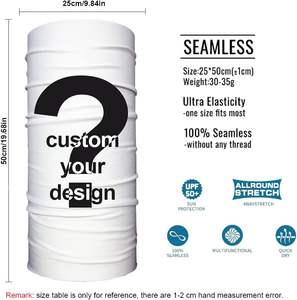 Pañuelo multifuncional deportivo con logo impreso personalizado, braga de cuello, diadema negra, bandana lisa blanca de poliéster sin costuras para exteriores - Product Image 2