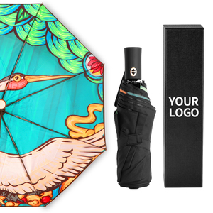 Two layer fabric umbrella logo print inside heat transfer printing 21inch 97cm compact umbrella for travel - Product Image 2