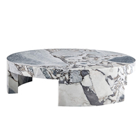 Table basse moderne minimaliste de luxe italienne en marbre durable, garantie 1 an, matériau en pierre naturelle de designer créatif pour salon
