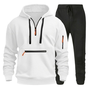 New Men's Sportswear Set <strong>Hooded</strong> <strong>Sweatshirt</strong> <strong>With</strong> Pockets <strong>And</strong> <strong>Zippers</strong> Pullover Fleece <strong>Sweatshirt</strong> <strong>And</strong> Sweatpants Two-Piece Set - Product Image 2
