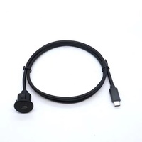 Cable USB C de Montaje en Panel Redondo para Tablero, USB 3.1 Tipo C Macho a Hembra