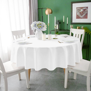 120 Inch Polyester <b>Round</b> Custom White Party Wedding Tablecloth <b>Table</b> <b>Cloths</b> for Events - Product Image 4