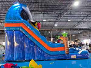 Structure gonflable commerciale pour jardin, <span class=keywords><strong>avec</strong></span> toboggan aquatique tropical en marbre, château sauteur et <span class=keywords><strong>piscine</strong></span> intégrée - Product Image 5