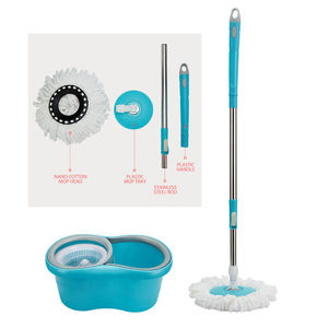 Mopa Giratoria 360 Grados para Limpieza de Pisos, Sistema de Autoexprimido de Doble Accionamiento, Mango Telescópico de Acero Inoxidable, Cubeta para Mopa - Product Image 3