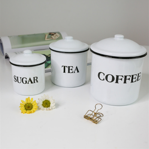 Ensemble de boîtes en métal émaillé EM11Coffee Tea Sugar avec couvercles, multicolores, tasse sans anse, mug sans anse avec couvercles - Product Image 6
