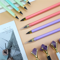 Crayon infini en métal sans encre avec embout en améthyste de luxe pour l'école, le bureau, les fournitures de papeterie, cadeau