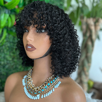 Perruque Courte Bob Frisée Pixie Cut en Cheveux Humains Brésiliens Naturels Pas Chers, Entièrement Faite à la Machine, pour Femmes Noires