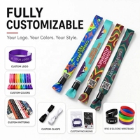 Bracelets en tissu personnalisés par sublimation, avec fermeture, en ruban tissé en polyester écologique, pour festivals de musique et concerts, avec logo personnalisé