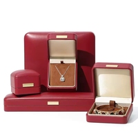 Boîte à bijoux vide de luxe en cuir PU pour ensemble de bagues, boucles d'oreilles, pendentifs et colliers, idéale pour les bijouteries sur mesure