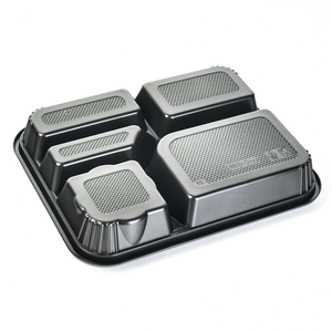 boîte à déjeuner bento à emporter, compartiment à 2 ou 3 parties, conteneurs à base <span class=keywords><strong>noire</strong></span> avec couvercles - Product Image 5