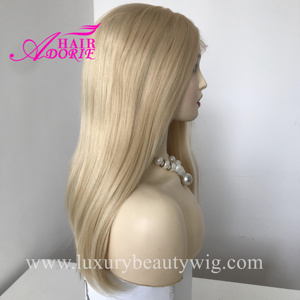 Couleur de surbrillance Perruques tressées de cheveux humains russes/européens Perruques droites juives/casher Top en dentelle frontale Blonde <span class=keywords><strong>Lisse</strong></span> - Product Image 6