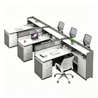 Poste de travail de bureau moderne et simple en forme de bar, avec chaise, pour quatre personnes, écran de séparation, combinaison libre, usage domestique et commercial