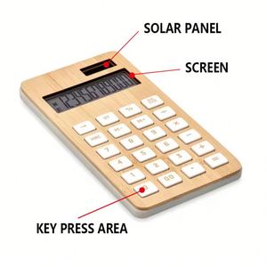 Calculadora de Bambú Ecológica, Portátil, para Estudiantes, Finanzas, Oficina, Aprendizaje, con Pantalla de 12 Dígitos - Product Image 4