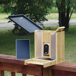 במבוק עץ מגביר ציפור חכם ביקורים מזין עם מצלמה סולארית מונעת אי זיהוי 2.5k hd אוטומטי - Product Image 3