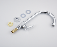 Robinet de cuisine moderne haut de gamme en alliage de zinc, eau froide uniquement, finition chromée, montage sur plan, poignée unique, rotation à 360 degrés, facile à utiliser