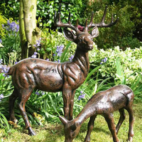 Vente chaude Antique Bronze Cerf Statues Grandeur Nature Jardin Parcs Décoration Extérieure Fer Animaux Sculptures Sculpture Personnalisée
