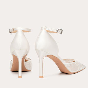 Tacchi alti con cinturino alla caviglia in seta bianca <span class=keywords><strong>e</strong></span> raso scarpe da <span class=keywords><strong>donna</strong></span> con tacco <span class=keywords><strong>e</strong></span> scarpe da sposa per <span class=keywords><strong>spillo</strong></span> da sposa - Product Image 4