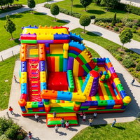 Structure gonflable portable en PVC avec blocs de construction, château de saut et toboggan, avec souffleur