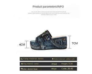Sandal ias De Mujer 2023 Denim Sandalen und Hausschuhe Flache Chunky Slide Hausschuhe Denim Schuhe Clogs Sandalen Denim Hausschuhe für Frauen - Product Image 5