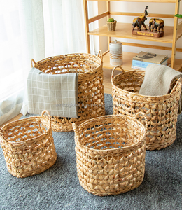 Boîte de rangement Wintop modèle 2 faite à la main, sac à linge en jacinthe d'eau, organisation des vêtements, jouets, panier de table, 40x45cm, organisation - Product Image 2