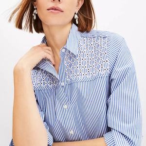 Robe chemise pour femme, fabrication OEM, vente en gros, nouvelle robe formelle en coton rayé rétro pour femmes - Product Image 2