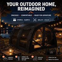 Tente gonflable Coody 17.2 Familia Pro Air - Noir, nouvelle version, installation facile, 4 saisons, portable, pour les aventures en famille en plein air, camping