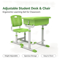 Ensemble bureau et chaise d'école réglables en hauteur, table et chaise d'étude ventilées pour salle de classe, centre de tutorat scolaire