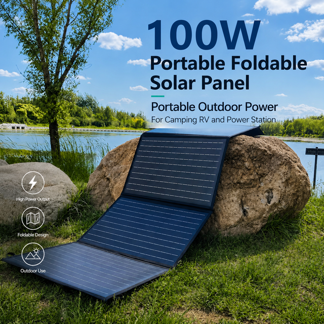 100W Portable Foldable Solar Panel Monocrystalline Solar Charger with USB Type C DC Output for Camping RV Outdoor