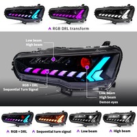 Faros Delanteros Modificados RGB para Mitsubishi Lancer X 2008-2018, Lámpara Frontal con LED DRL Actualizada a Estilo Defender