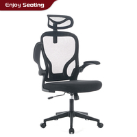 Chaise de bureau ergonomique à dossier haut en maille, appui-tête réglable, accoudoirs rabattables, hauteur réglable, pivotante, chaise de travail informatique personnalisable