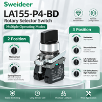 Commutateur rotatif métallique Sweideer 22 mm, 2/3 positions, à rappel par ressort, pour contrôle industriel