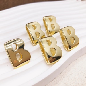 Dijes de Letras del Alfabeto Chapados en Oro de 18K, Colgantes de Letras Lisas y Pulidas para Pulseras de Cinta, Venta al por Mayor, Letras Mixtas - Product Image 6