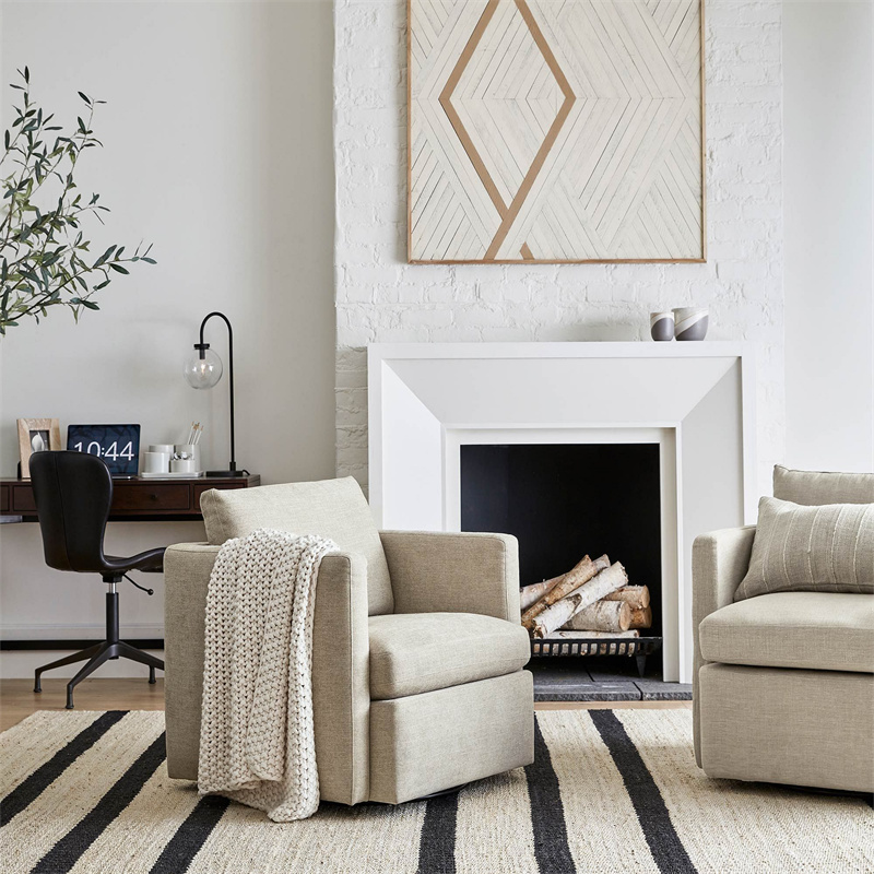 Modern Home Swing Chair Set Furniture Living Room Menlo Upholstered Swivel Armchair