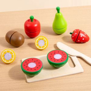 ของเล่นไม้ชุดผักผลไม้จำลองสำหรับเด็กเล็กฝึกหั่นในครัว - Product Image 4